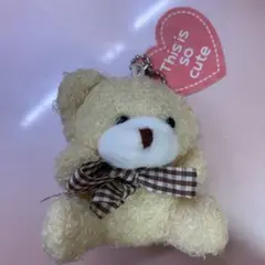 クマのぬいぐるみ チェック柄リボン付き