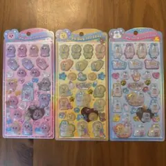 【正規品】うるちゅるポップシール　おぱんちゅうさぎ、んぽちゃむ　3枚セット