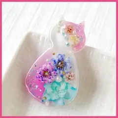 レジン ヘアゴム ドライフラワー ねこちゃん No.399 - メルカリ