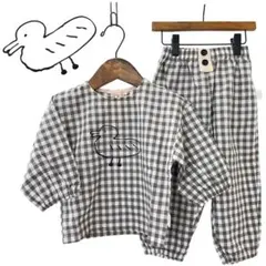 新品未使用タグ付き ブラウンチェック セットアップ アヒル