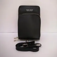 スマホショルダー スマホポーチ 財布　iPhone Android 黒 ブラック