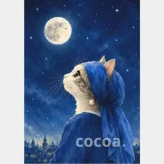 ポスター　アートポスター　真珠の耳飾りの猫 A4