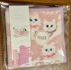 【新品・未使用】フェイラー モフモフ猫ちゃん ハンカチ ピンク　しおり付き