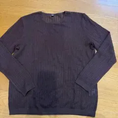 UNIQLO メッシュクルーネックセーター 長袖 ダークブラウン XL
