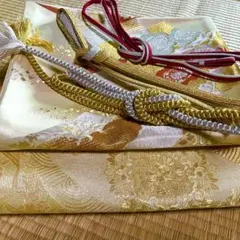 金糸帯+扇に梅のデザイン帯　帯締め3本