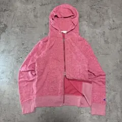 美品 00s Champion ダブルジップ 短丈パーカー ピンク y2k