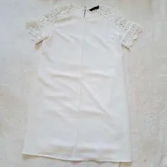 ZARA ザラベーシック 白 袖レース ワンピース S