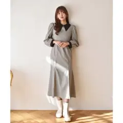 ems excite バイカラーワンピース　グレー