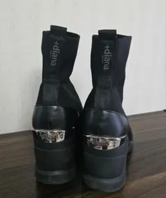 diana ブラック ウェッジヒール ニットブーツ