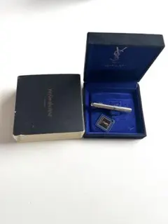 イヴ・サンローラン YSL ネクタイピン シルバー×ゴールド ヴィンテージ 箱付