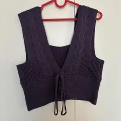 パープル ニットベスト Mサイズ