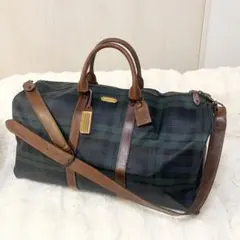 ポロラルフローレン ブラックウォッチ ボストンバッグ PVCレザー グリーン 緑