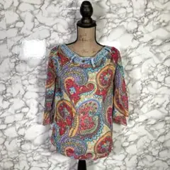 RIKKY&CANDY　（F）　ペイズリー柄シフォンブラウス　デニムリメイク