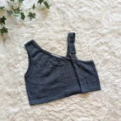 Blue Strive グレー 片肩ストラップ ニットタンクトップ Lサイズ