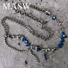 MASW シルバー ブルー アシンメトリー ネックレス