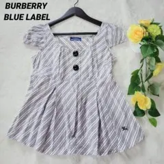 BURBERRY ストライプ 半袖ブラウス 36 バルーンスリーブ ロゴボタンのサムネイル