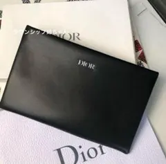 ディオール　ノベルティ　レザーポーチ　ブラック　千鳥格子柄 箱付き正規品