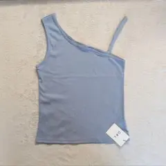 【GRL 】グレイル アシンメトリー リブ タンクトップ ブルー ワンショルのサムネイル