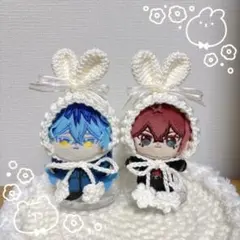 15【8cm】ほわぬいサイズ　ぬい服　帽子　うさ耳ボンネット ペア