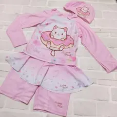 【新品】子供用 女の子 長袖 ラッシュガード パンツ スカート 帽子 4点セット