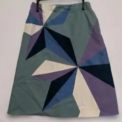 【シビラ】パッチワーク風フレアスカート( L)リネン混のサムネイル