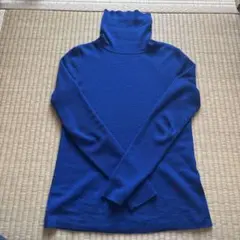 UNIQLO リブタートルネック 青 レディース