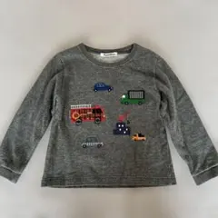 familiar 車両刺繍 トレーナー 100cm グレー