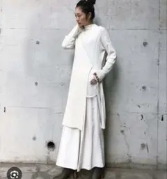 専用　アメリ　ニットワンピース　オフホワイト　アシンメトリー　長袖　ロングワンピ