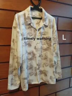 タイダイ柄 長袖シャツ ホワイト/ブラウン　Ｌ timely warningのサムネイル