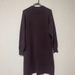 長袖 ニットワンピース ダークブラウン