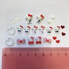 キティちゃん 赤セット レッド ハート りぼん パーツ 22こ セット