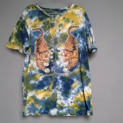 タイダイデザイン虎プリントTシャツ