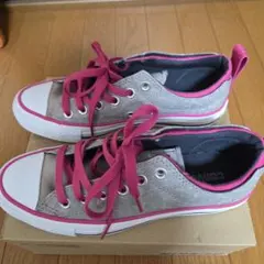 CONVERSE グレー/ピンク ローカットスニーカー
