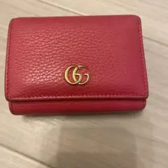 GUCCI GGロゴ ピンクレザー三つ折り財布