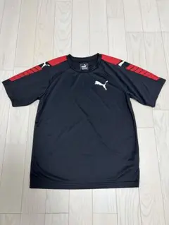 PUMA サッカーシャツ M 黒 赤いストライプ