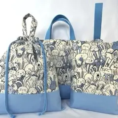 入園入学セット　レッスンバッグ体操着袋上履き袋　ハンドメイド　61 うさぎ柄