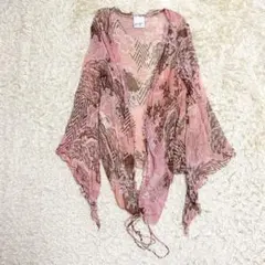 PAOLA FRANI シアーカーディガン ピンク 総柄 花柄 ボレロ シルクのサムネイル