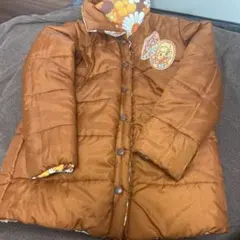 ブラウン 中綿コート 花柄