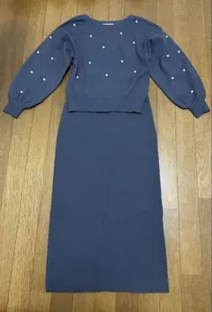 プロポ　ビジューニット　セットアップ　恋活　婚活　デート　ニット　スカート