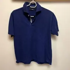 next ネイビー ストライプ襟ポロシャツ