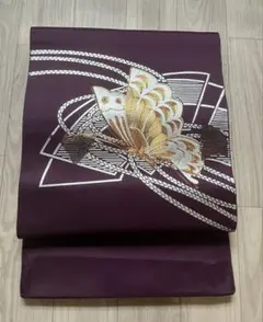 名古屋帯　洒落帯　高級　○ ポリエステル　蝶　○w15