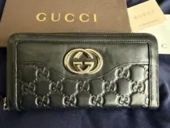 GUCCI GGパターン ブラックレザー長財布