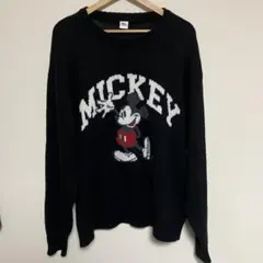 美品 Disney ディズニー ミッキー ニット セーター L 黒 ブラック
