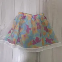 シースルー花柄フレアミニスカート
