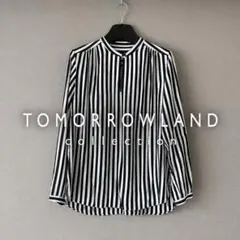 TOMORROWLAND シルク混 ワイドストライプ バンドカラー ブラウスのサムネイル