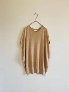 {Plageプラージュ}フレンチスリーブ ニットカットソー 半袖トップスベージュのサムネイル