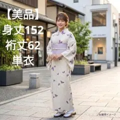 美品】身丈153 裄丈64 化繊 紗 染め紬 単衣 紫系 夏物 夏着物 薄物