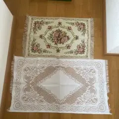 花柄刺繍　レースマット2点セット