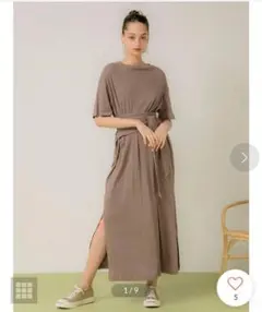 タグ付き】emmi atelier ギャザーリネン混ワンピース ブラウン - メルカリ