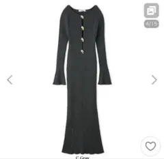 SNIDEL デザインフロントボタンニットワンピース